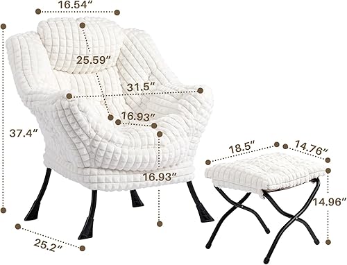 Miniatura 278 de HollyHOME - Silla perezosa grande de tela para sala de estar, silla de lectura, acogedora silla de descanso con reposabrazos, sofá de ocio, color