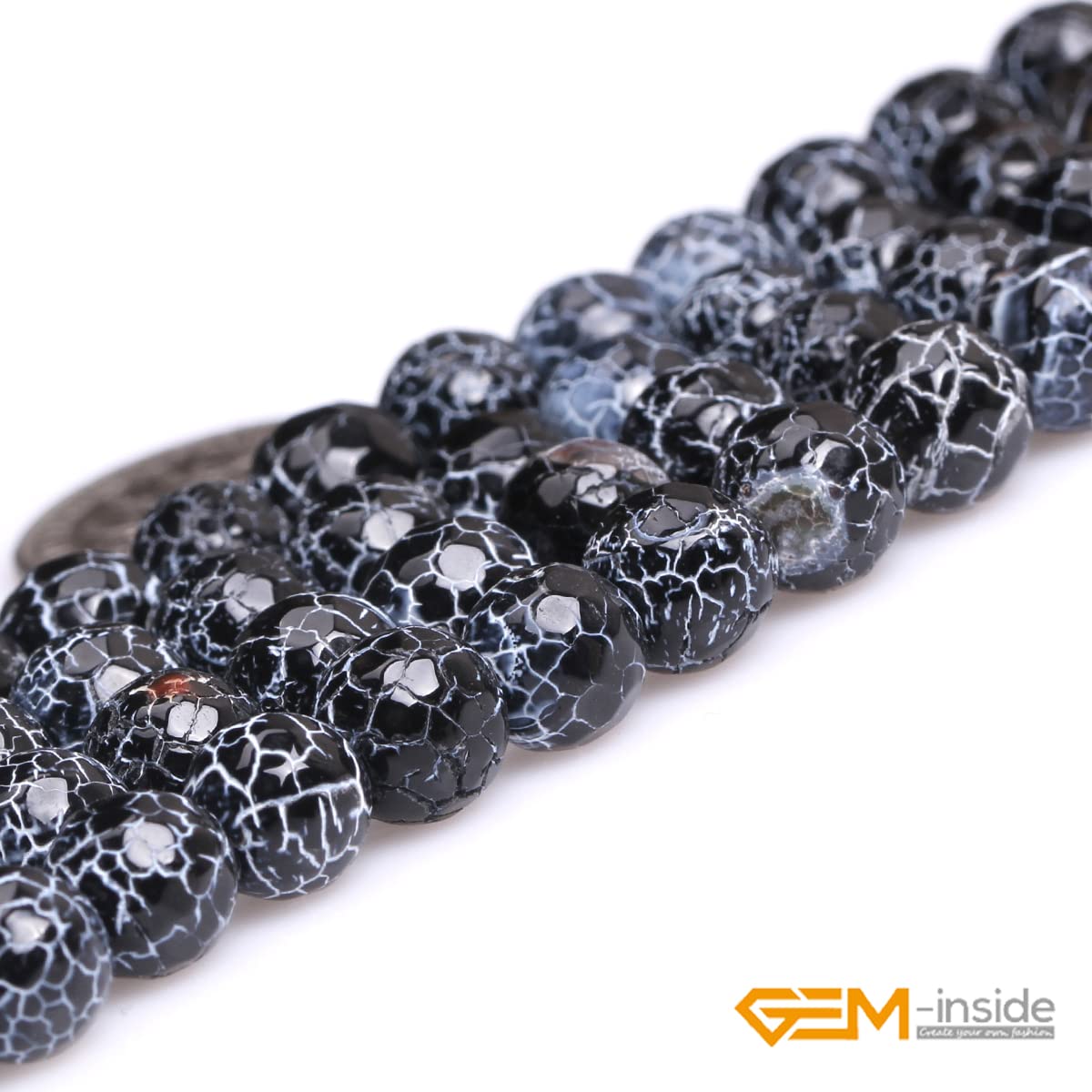 Gem-Inside Perles En Agate Naturelle Noire De 14 Mm Pour