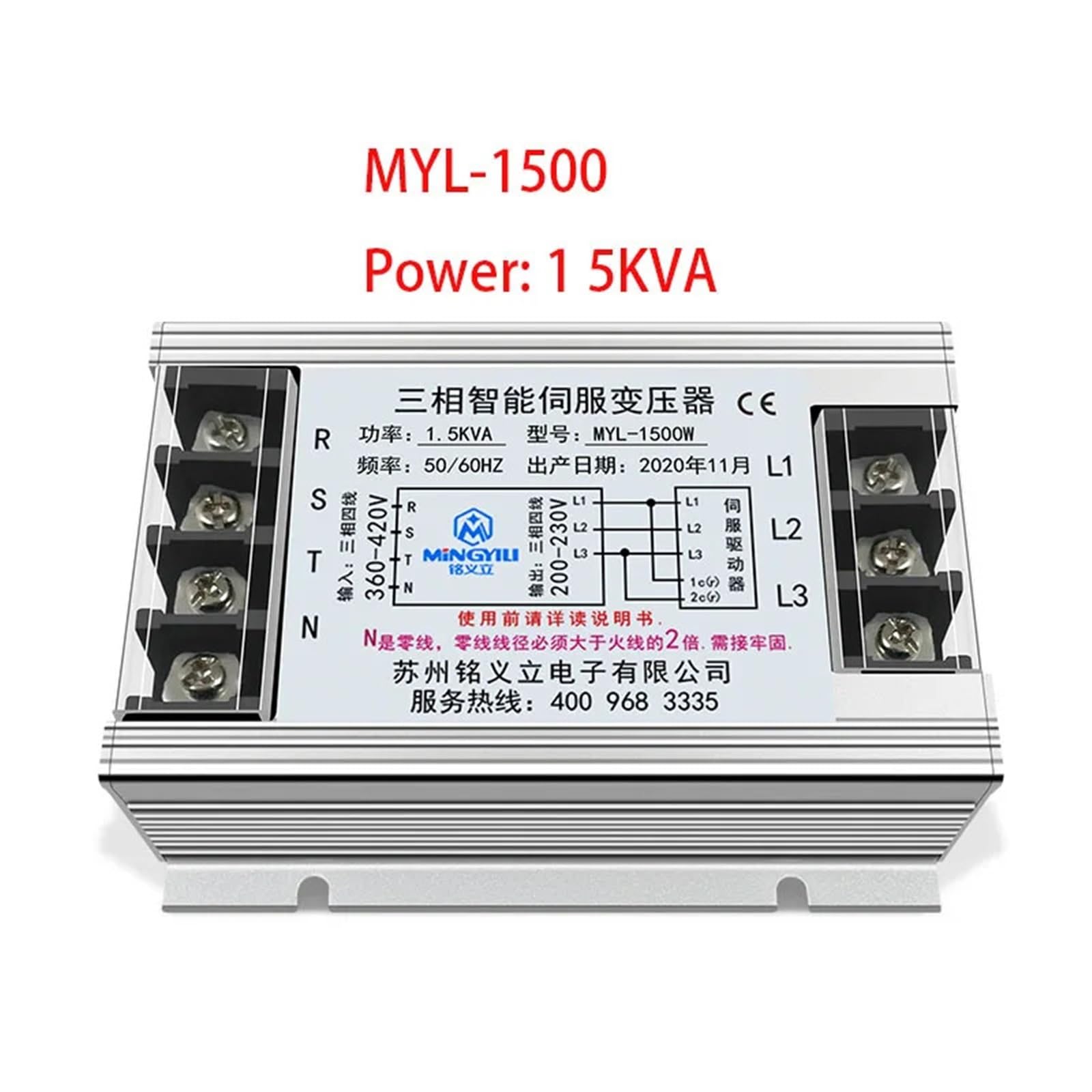 Transformador de Aislamiento servo electrónico Inteligente trifásico Transformador 1.5KVA380 220 MYL-1500W