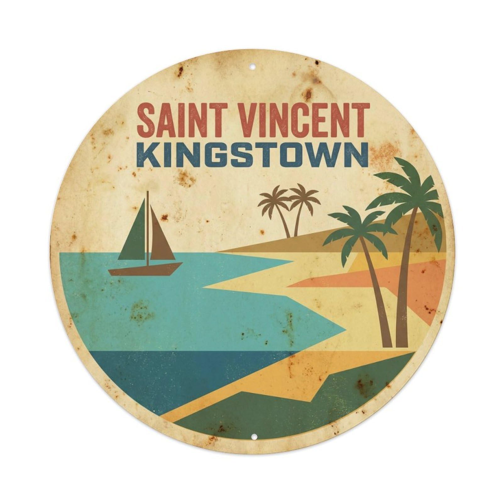 Saint Vincent And Grenadines Kingston Lagoon Travel WPA Metal Tin Sign