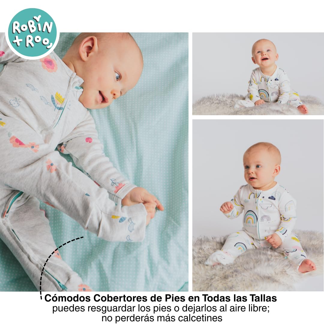 Pelele para bebé 100% algodón, cremallera bidireccional, sin pies, unisex con puños plegables