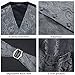 HISDERN Gray Vest and Tie Sets for Men Paisley Floral Jacquard Necktie Pocket Square 3PCS Casual Business Vests Waistcoat for Suit or Tuxedo Grey