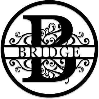 Personalized Family Name Sign Personalized Metal Sign Last Name Sign Monogram Wall Decor Metal Name Signs Personalized Name Signs for Home Decor Initial Split Letter Monogram Sign Door Hanger