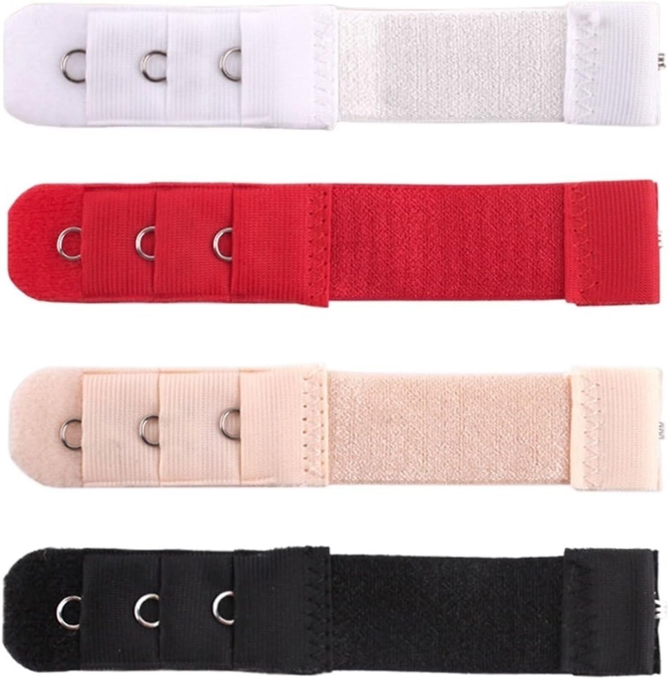 Sujetadores seguros, extensores versátiles, cierres giratorios, 1 fila y 3 ganchos, extensor de brasier, cierre de nailon, extensión de ropa interior, Rojo Rouge, 1Pc