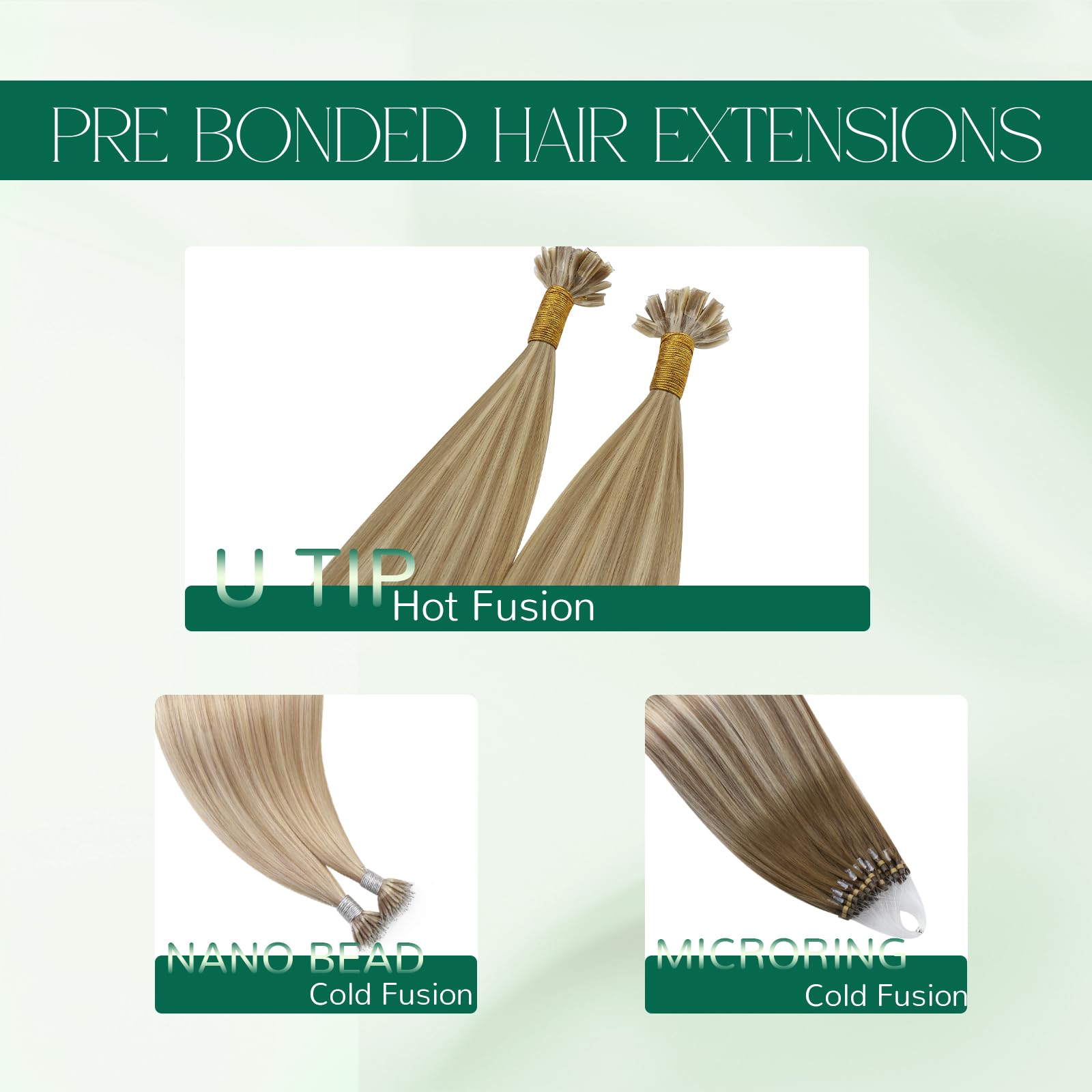 Easyouth Nano Hair Extensions Real Human Hair Blonde Nano Beads Hair Extension Human Hair Platinum Blonde Nanos Loop Hair Extensions Pre Bonded for Natural Look 14 Inch 50g 1g/Strand #1000 — view 123
