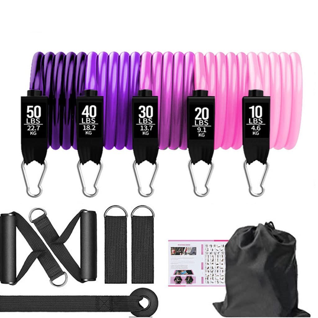 Resistance Exercise Bands 5 Tube Set with Door Anchor Handles Bag Ankle Straps for Muscle Training Home Workouts