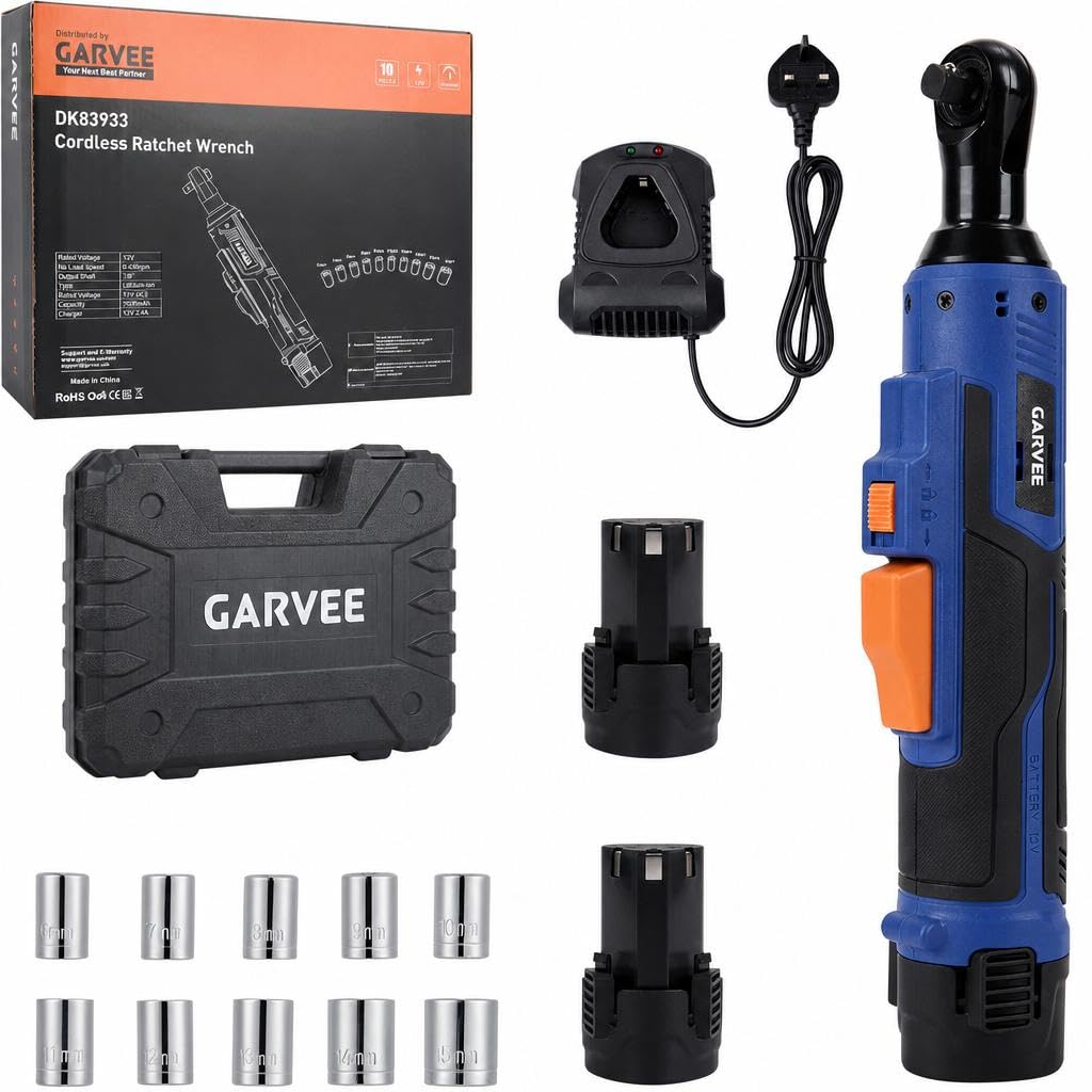 GarveeHome 12V Cordless Ratchet Wrench 3/8" Electric Socket Set — image 1