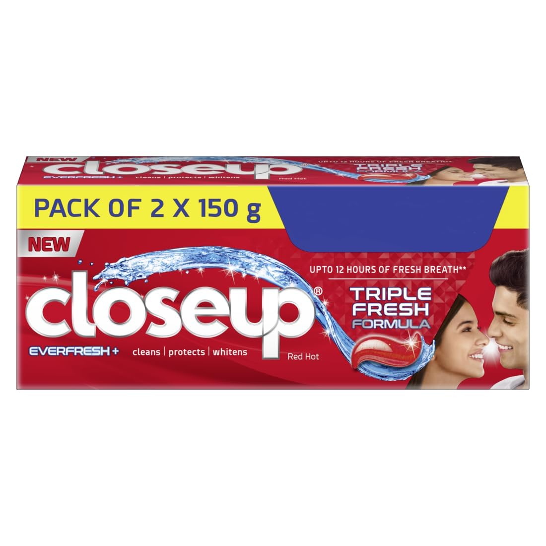 Closeup Toothpaste | India's No. 1 Gel Toothpaste| with 3x Freshness |upto 12 hrs fresh breath & white teeth PACK 2X 150G PACK OF 2