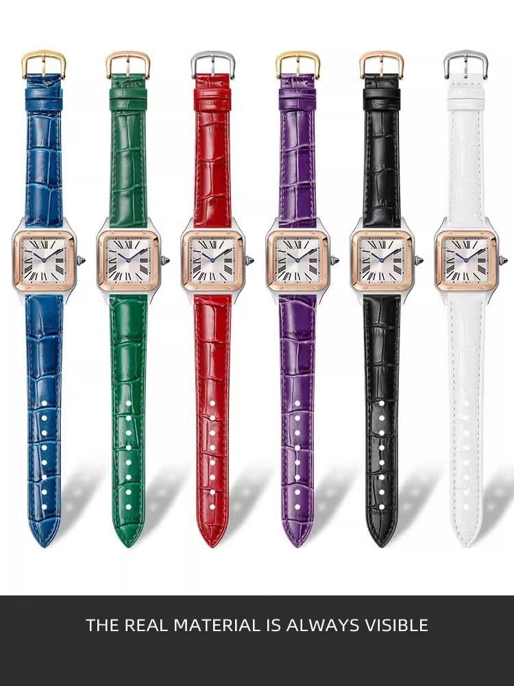 Cinturini in pelle con fibbie ad ardiglione adatti per orologi Cartier Tank Dumont Santos da uomo e da donna