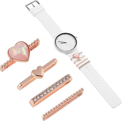 Miniatura 5 de Hemobllo Correa de reloj, 4 anillos decorativos de aleación de zinc, oro rosa, estilo moderno, para accesorios de correa de reloj inteligente