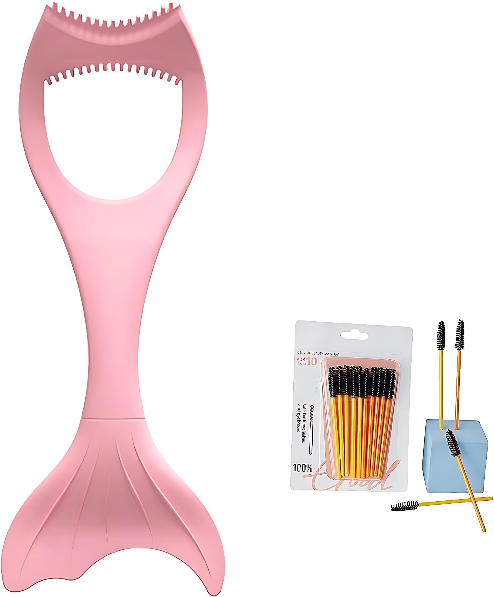 Jlaxks3-in-1 Makeup Lash Tool Silicone Upper and Lower Mascara Applicator Lash Guard Reusable Eye Makeup Tool with Eyeliner Template and One Premium Lash Brushes (Silicone Material)