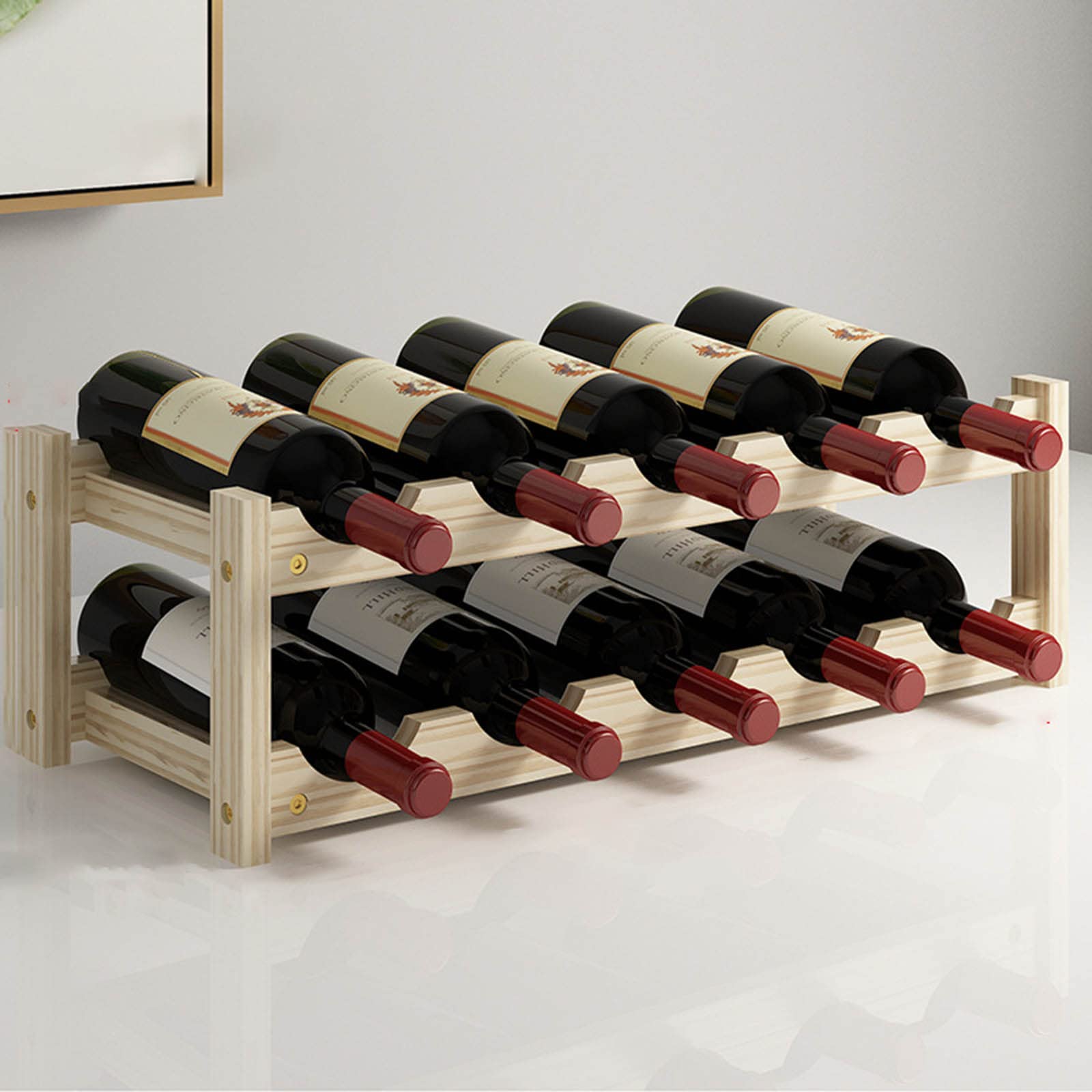 Drewniany stojak na wino 2/3/4 poziomy – elegancki stojak ekspozycyjny na imprezę domową i stylowa półka do przechowywania wina, drewniane akcesoria do wina do dekoracji i na prezent