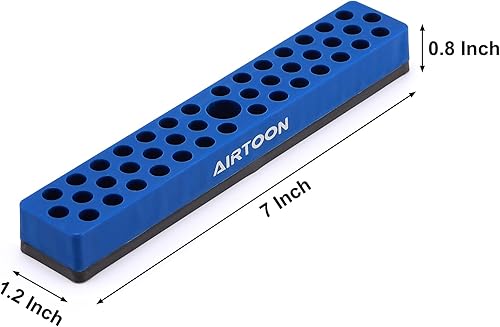 Miniatura 5 de AIRTOON Soporte magnético para puntas hexagonales de 14 de pulgada, almacenamiento de brocas de 43 agujeros con base magnética fuerte, organizador