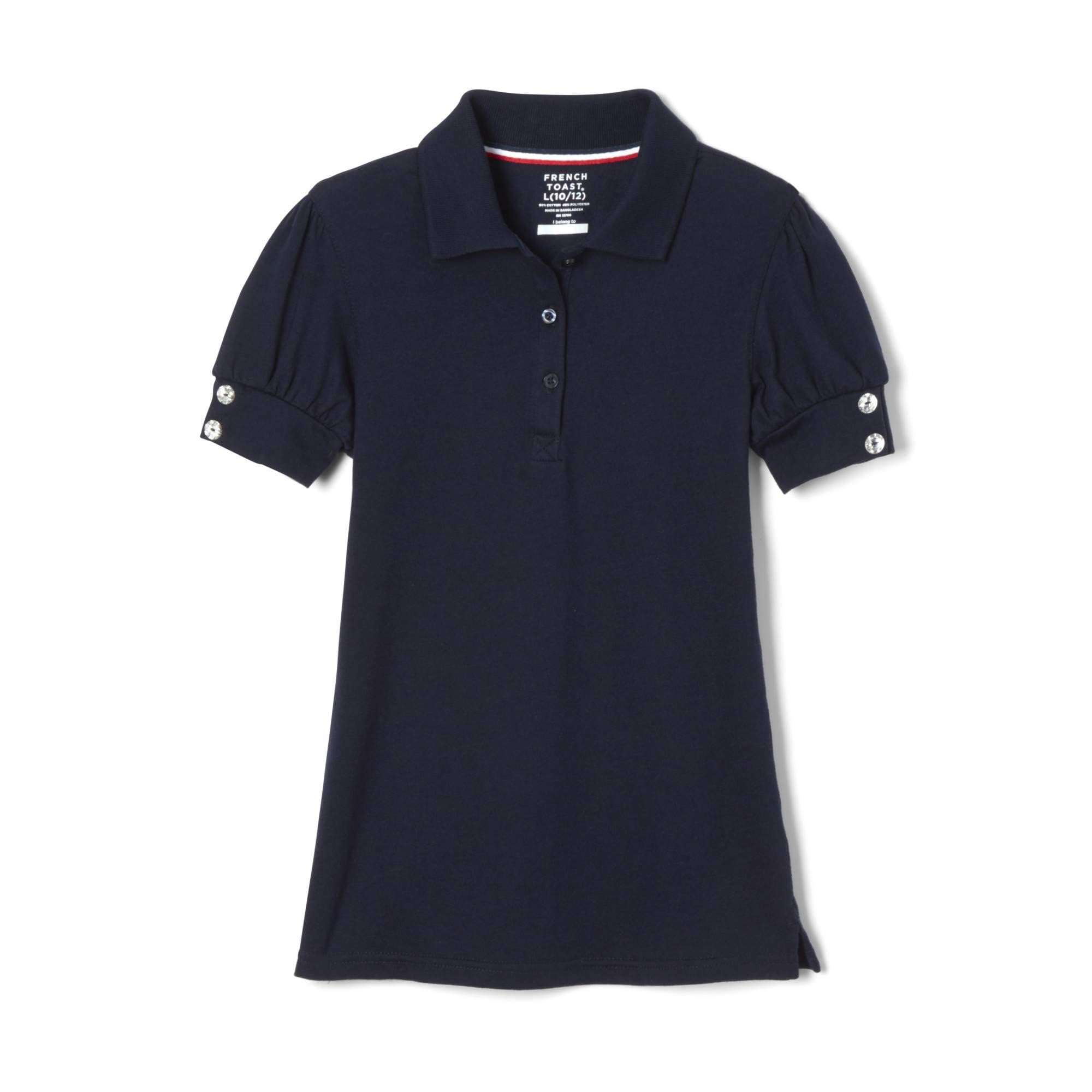 French Toast Girls Puff Sleeve Double Button Polo