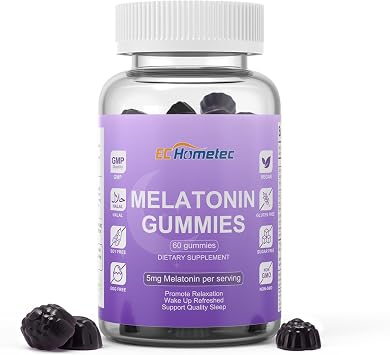5mg Melatonin Gummies, Sugar-Free Sleep Support Supplement for Adults, Minimize Wake Ups, Mulberry Flavor, 60 Count
