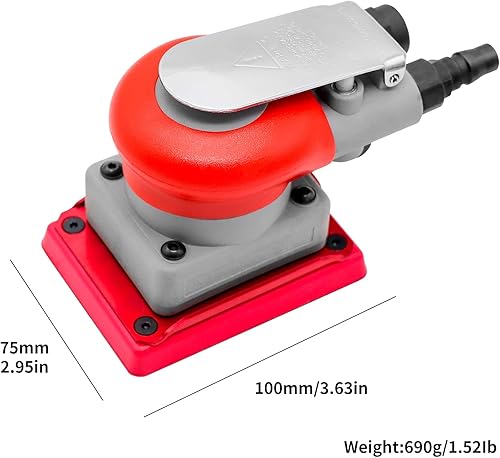 Miniatura 3 de DATOUBOSS Lijadora de órbita aleatoria lijadora neumática cuadrada de aire de palma para encerar automóviles, trabajo de carrocería de automóvil,