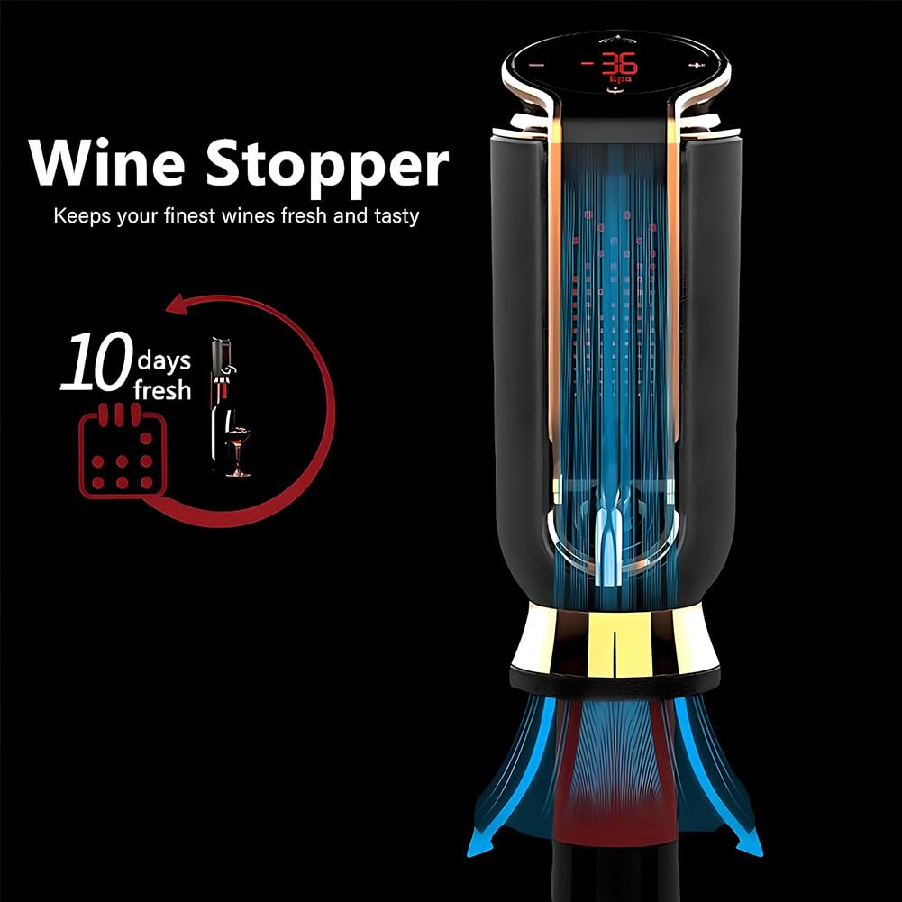 Weinbelüfter Spender, wiederaufladbarer automatischer Konservierer mit LED-Anzeige und einstellbarer Dosierung, kompatibel mit den meisten Flaschen