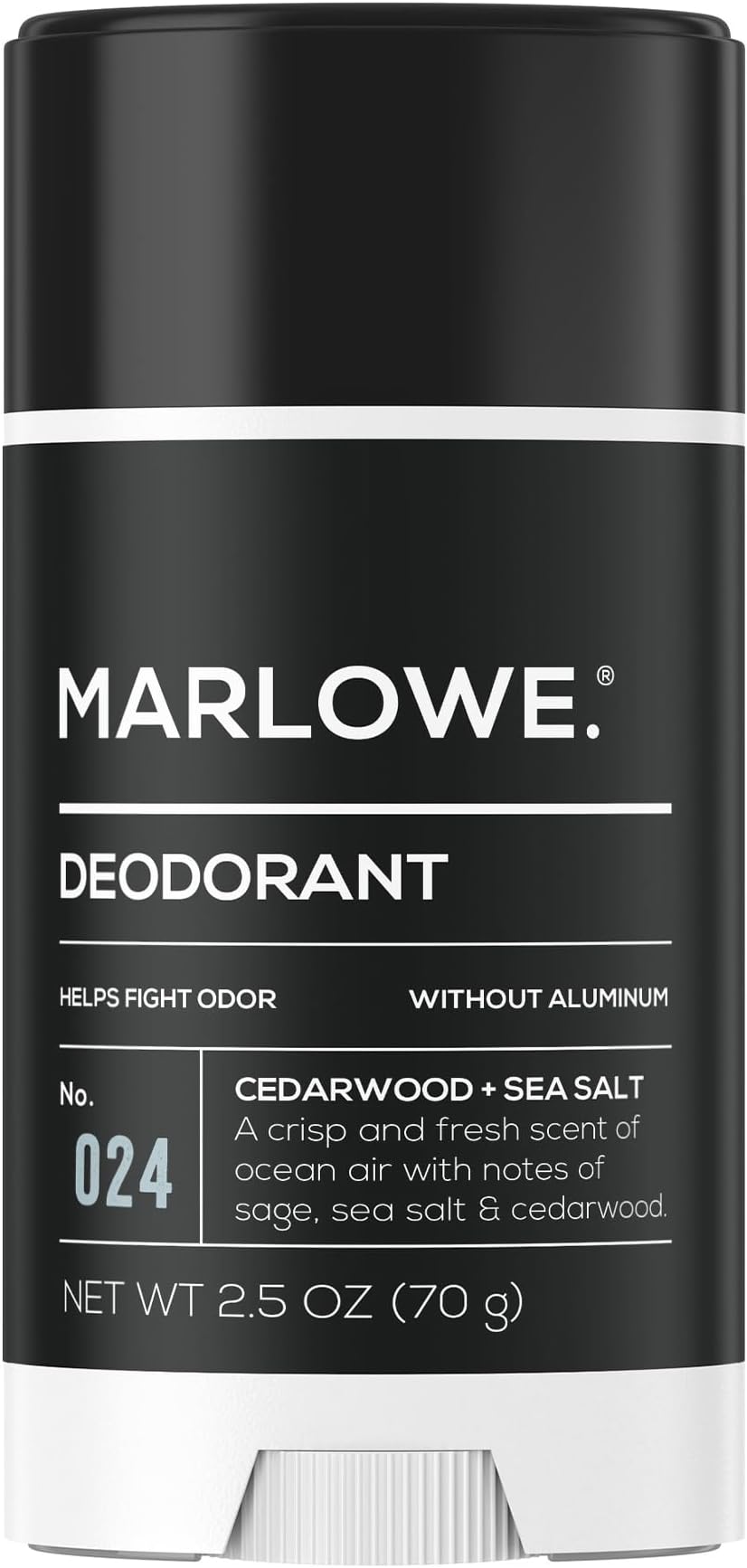 Aluminum Free Men's Deodorant Stick, 2.5 oz, Helps Fight Odor, Clean Vegan Formula with Coconut Oil, Shea Butter & Tapioca Starch, Fresh & Zesty Cedarwood + Sea Salt, No Parabens