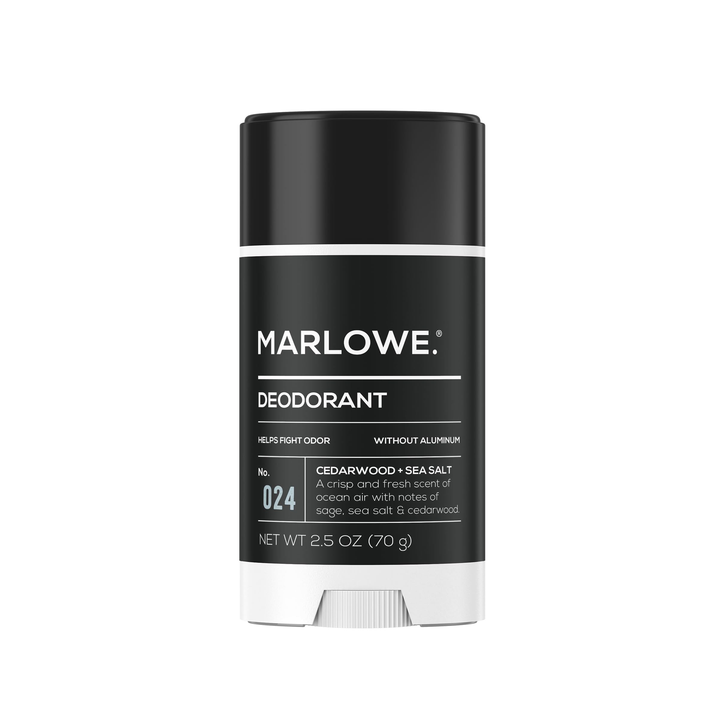 No. 024 Deodorant 2.5 oz, Jojoba Esters, Coconut Oil, Shea Butter & Tapioca Starch for Odor Protection, Formulated without Aluminum & Baking Soda, Fresh & Zesty Cedarwood + Sea Salt Scent