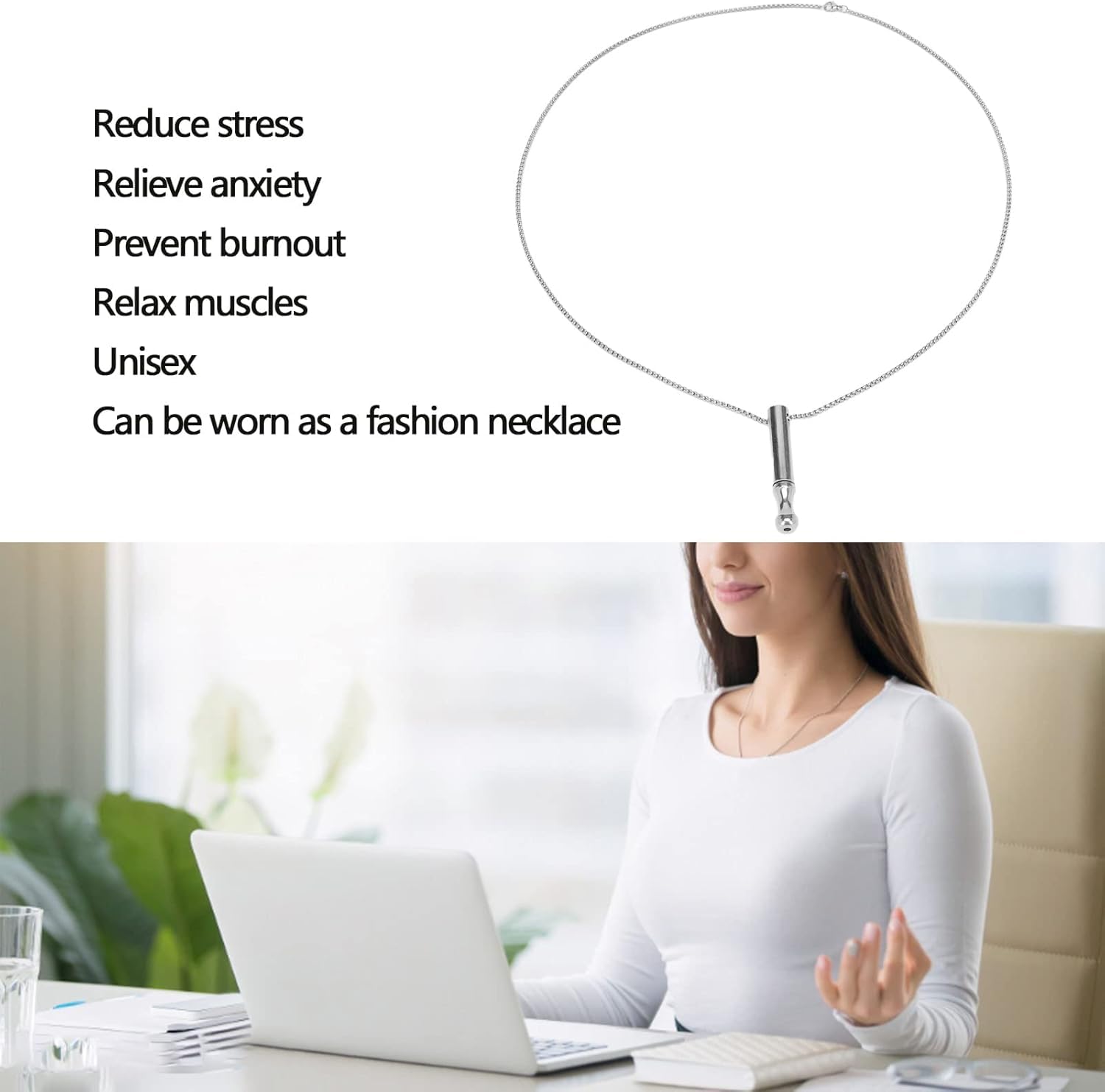 Collier Anti-stress Mindfulness - Outil De Respiration Naturelle - Modèle T39C - Neuf Avec étiquettes