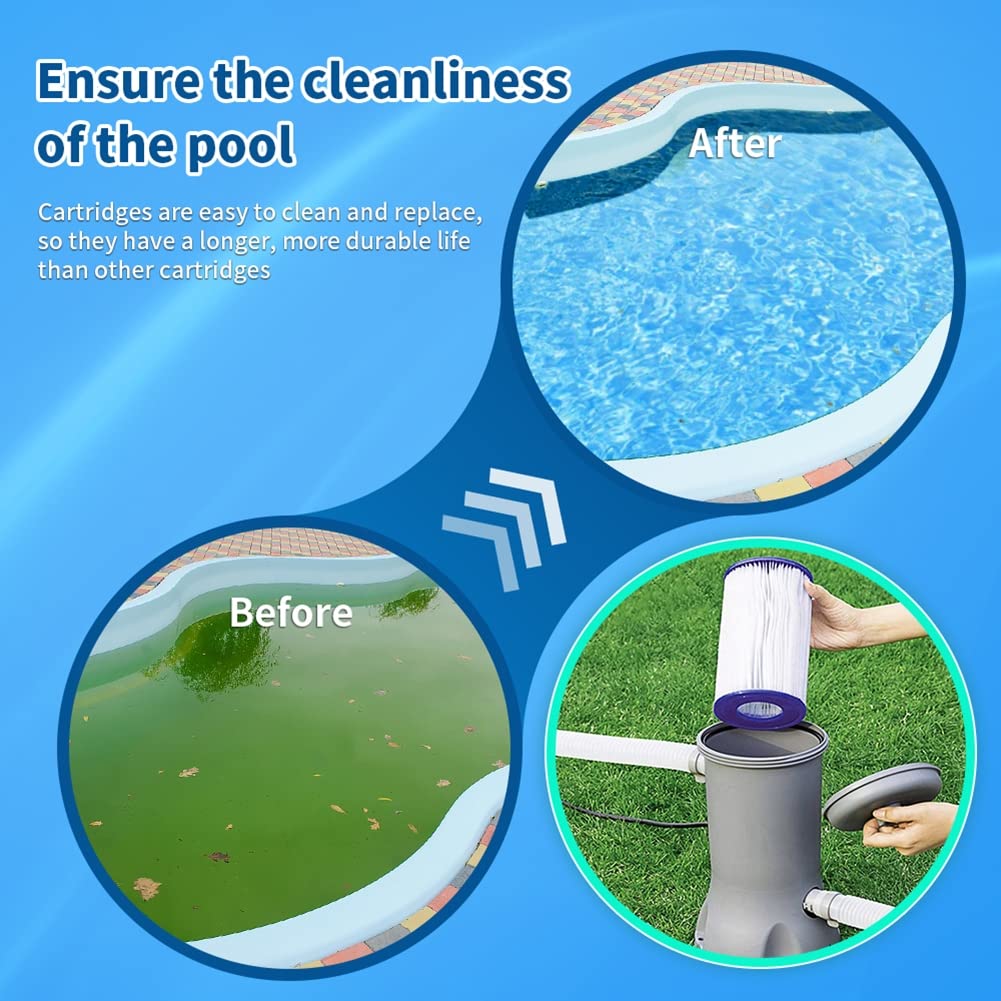 YanBan Filtres de Rechange de Type A/C compatibles avec Best-Way 58012 la Cartouche filtrante, Lot de 6 filtres de Pompe de Piscine pour Best-Way de Type Cartouches filtrantes