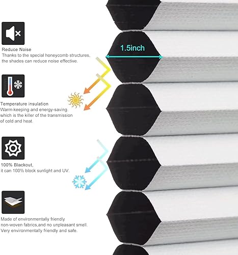 Miniatura 4 de MYshade CEL24WT50C - Persianas celulares opacas y sin cordones, persianas para ventanas fáciles de instalar, 24 pulgadas de ancho x 50 pulgadas de