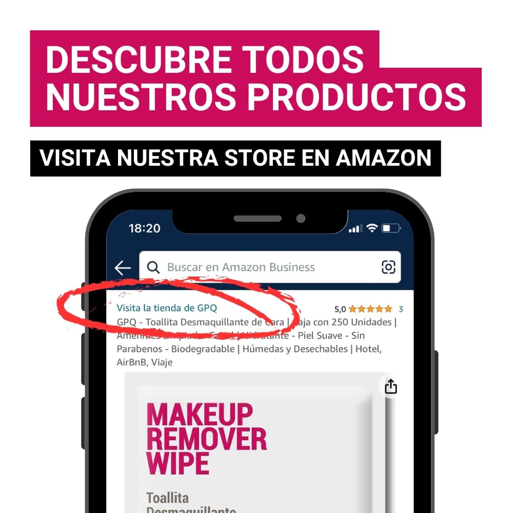 GPQ - Toallita Desmaquillante | 250 Und. | Amenities Limpiador Facial | Hidratante - Piel Suave - Sin Parabenos - Biodegradable | Hotel, B&B, Casa Rural, Camping, Crucero... | Fabricado en España