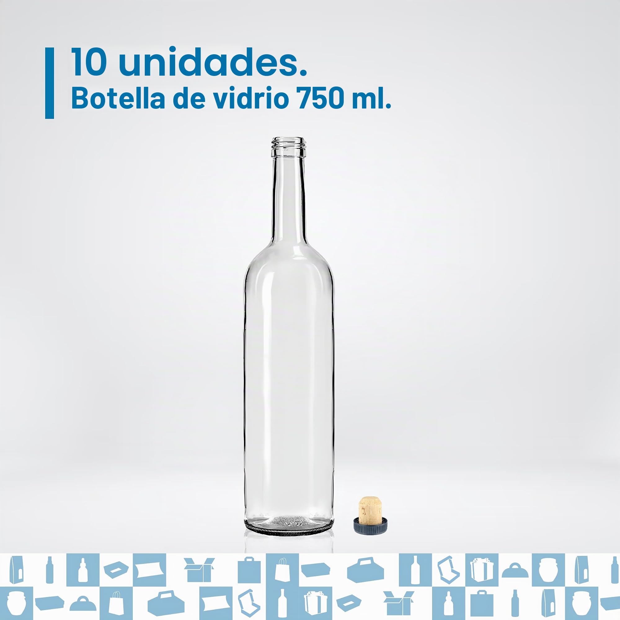 Espirito Rebelde - 10 botellas de vino de cristal de 750 ml con tapón encapsulado plateado, ideales para alcohol y otras bebidas, recuerdos y cócteles