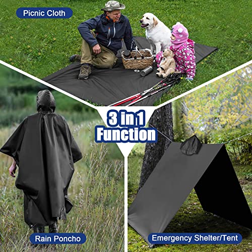 Flintronic Regenponcho Herren, Wasserdichter Regenponcho, Leichter regenschutz Regencape, 3 in 1 wiederverwendbarer Regenmantel für Fahrrad Wandern, Camping, Angeln- Herren & Damen