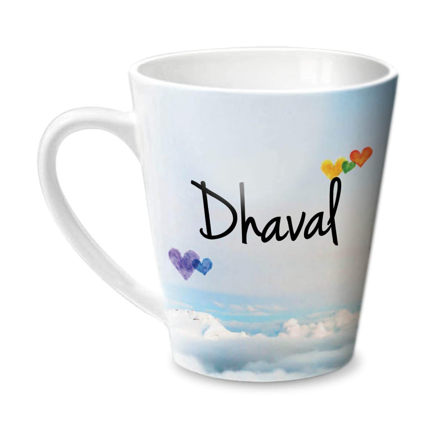 Hot Muggs® Simply Love You Dhaval Conical Personalised Name Ceramic, 315ml, 1 Unit