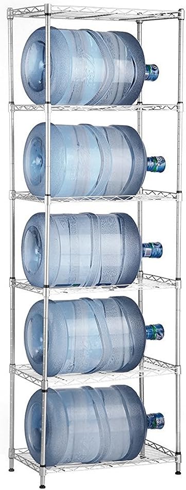 LANGRIA 6 Tier Stand Storage Rack, Kitchen Wire Shelving with Spice Rack Organizer, White