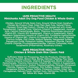 IAMS Proactive Health Adult Minichunks Dry Dog Food and Classic Pate Wet Dog Food Cans Chicken Recipes