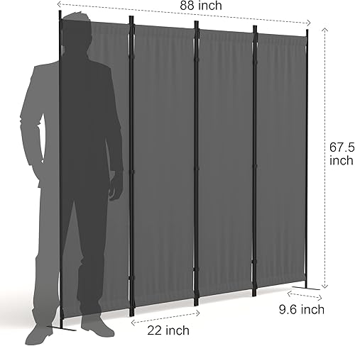 Miniatura 4 de Ecolinear Divisor de habitación de 4 paneles, pantalla plegable, decoración de interiores, decoración de privacidad (beige)