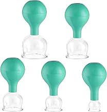 5 Piece Suction Cups for Face & Therapeutic Suction Cups, Suction Cup Set with Suction Ball for Face and Body Suckers, Anti-Wrinkle Cellulite, Massage Kine(Green)