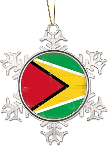 Miniatura 9 de Decoraciones de Navidad de peltre, bandera retro de Letonia, bandera nacional, copo de nieve de metal, adorno de Navidad para colgante de árbol de