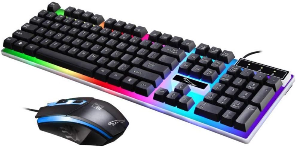 USB Charging Light Keyboard & Mouse Kit Rainbow LED Gaming Equipment for PS4