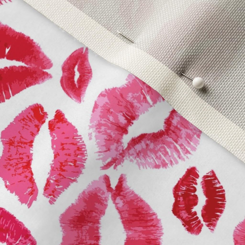 Spoonflower Fabric - Love Lips Red Valentine Beauty Lipstick Kisses Watercolor Valentines Printed on Upholstery Velvet Fabric Fat Quarter - Upholstery Home Decor Bottomweight Apparel