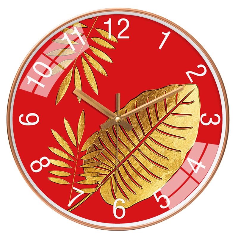 Image of M.T. BROTHERS Wall Clock 12 Inches Non Ticking Silent Quartz Round Wall Clock for Home Bedroom Hall Living Room Office | Mute and Quiet Wall Clocks (Golden Tulip)