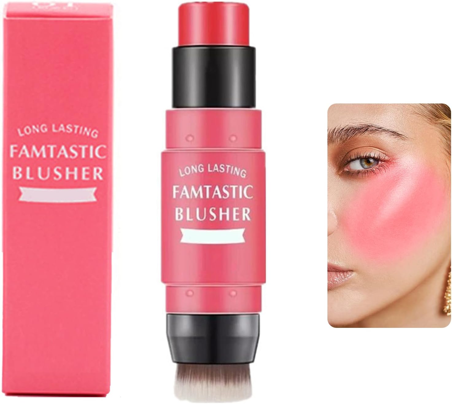 Cream Contour Blush Stick,Long Lasting Waterproof Blush Stick for Cheeks&Lips Multipurpose Face Highlighting Concealing Cream,Shimmer Contour Stick Makeup for Women