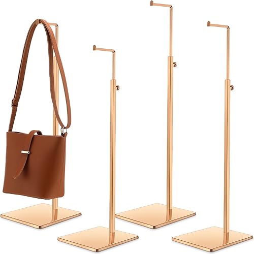 Maitys Paquete de 4 soportes de exhibición para bolsos, soporte de exhibición de bolso de altura ajustable, estante de exhibición de bolsa de metal,