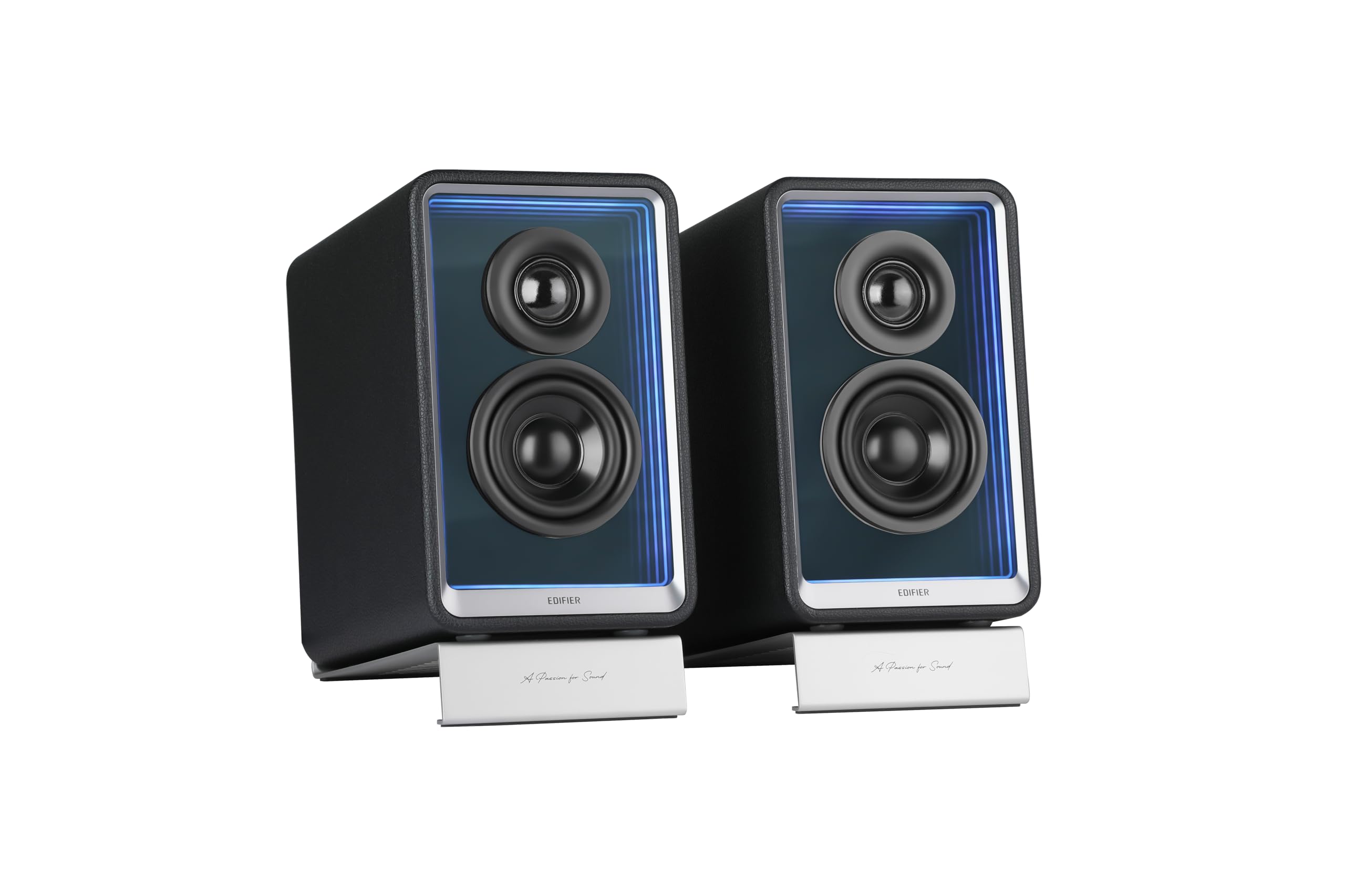 Edifier QR65 - Altoparlanti per monitor attivi, 70 Watt, con effetti di luce RGB, 3 porte USB TurboGaN di ricarica rapida e uscita subwoofer, nero