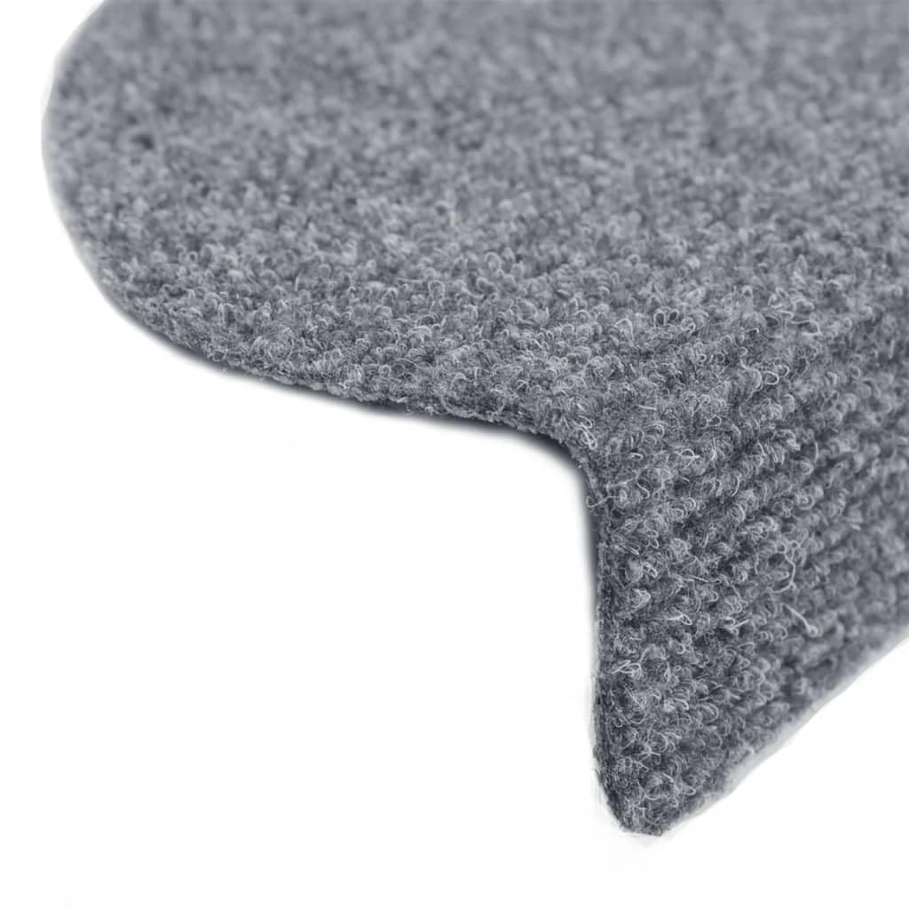 Lot de 15 tapis d'escalier autocollants - 65 x 21 x 4 cm - Gris clair - Semi-circulaires - Antidérapant - Lavable - Protection contre les marches en bois - Avec protection contre le bruit et