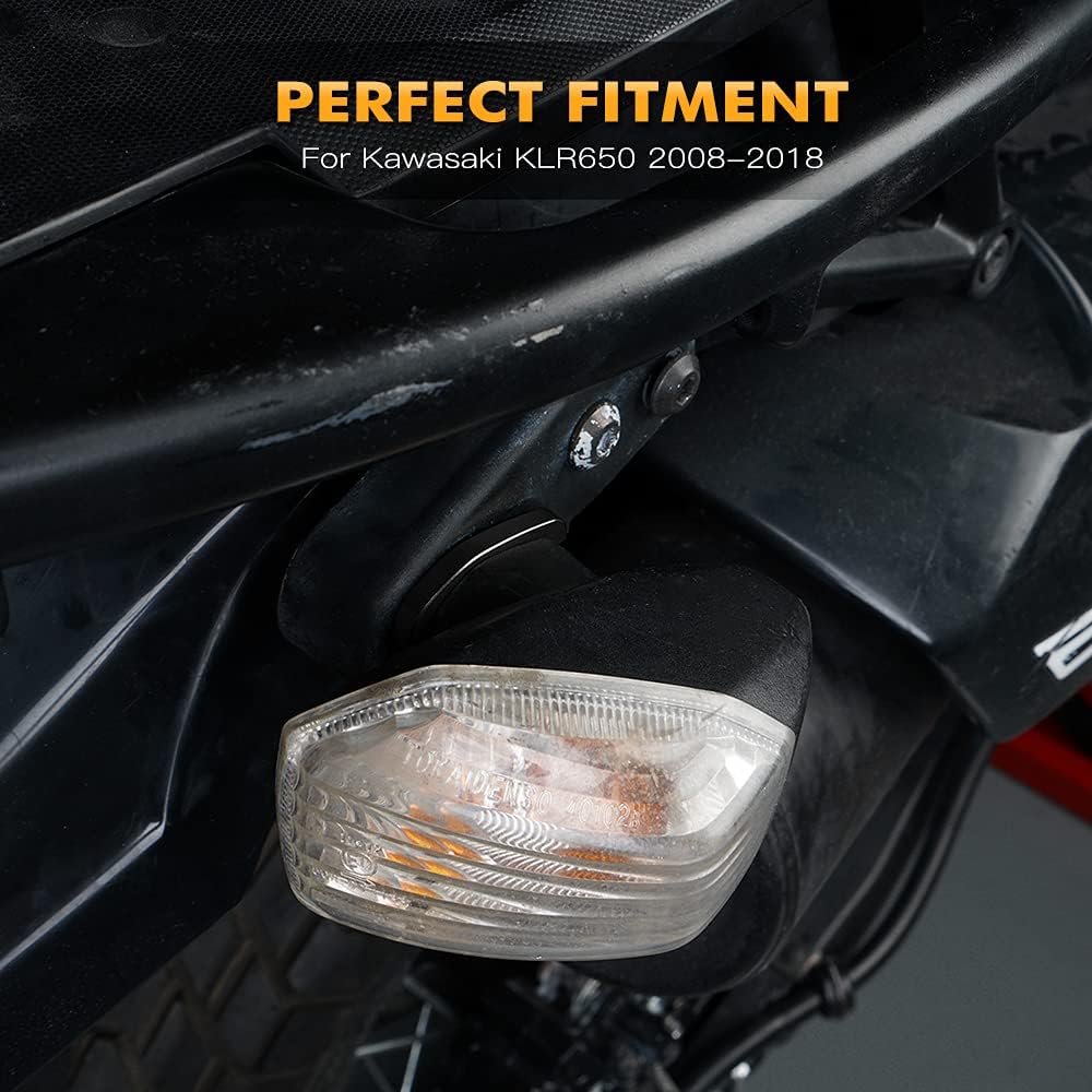Black Front and Rear Blinker Stalk Elimination Kit Adapter Plate Turn Signal Adapter Compatible with Kawasaki KLR 650 2008-2018 2017 2016 2015 2014 2013