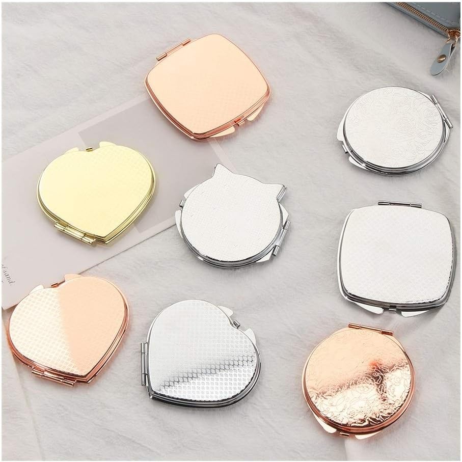 Xfha ファッションメイクアップミラーメタルローズゴールドラウンドハートミラーコンパクト折りたたみミラーをダブル Xfha ファッションメイクアップミラーメタルローズゴールドラウンドハートミラーコンパクト折りたたみミラーをダブル