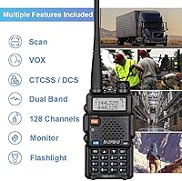 Vista 4 de BaoFeng UV-5R 8W Radio jamón de alta potencia con programador inalámbrico, carga USB de doble banda de largo alcance radio bidireccional Walkie