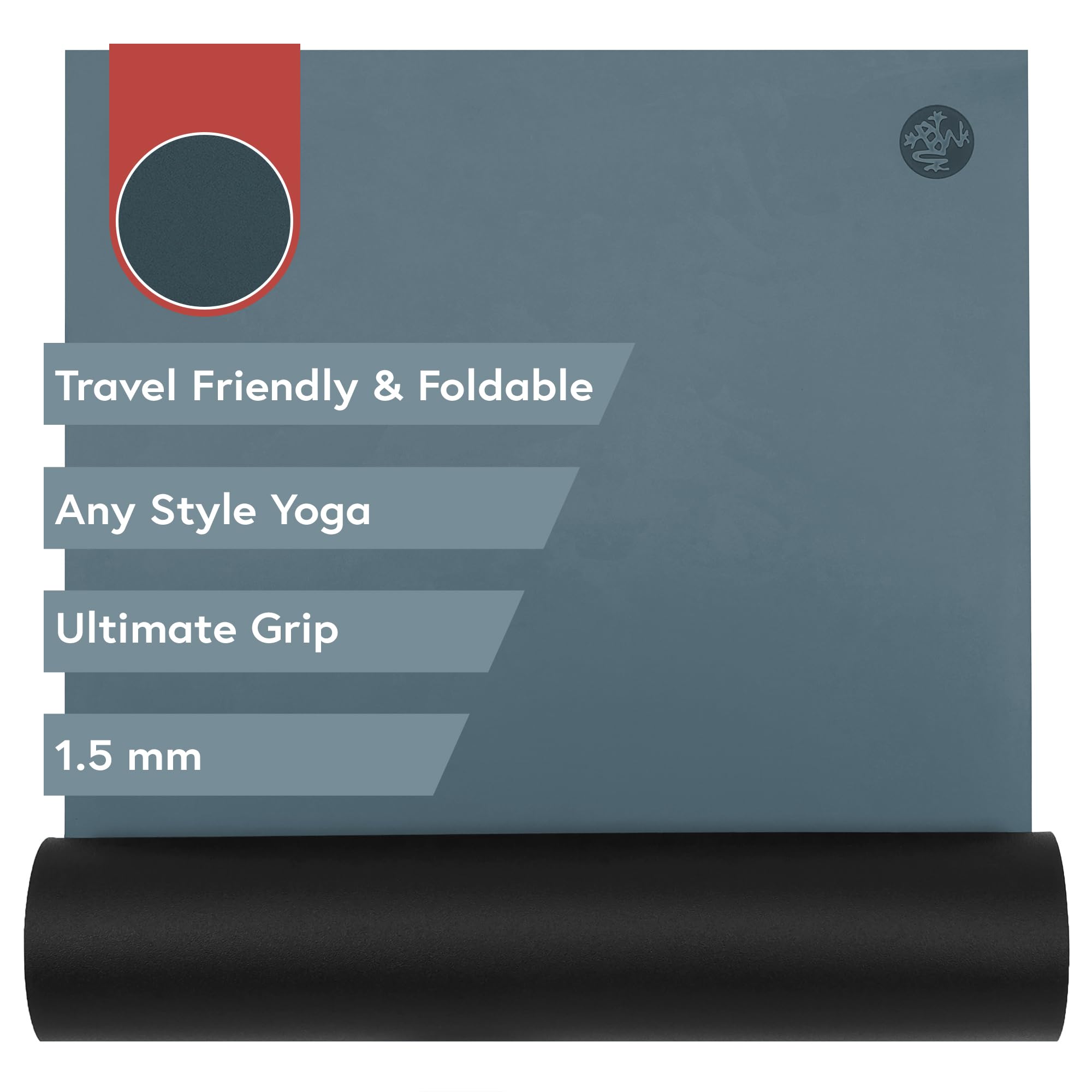 Manduka GRP Adapt Reise-Yogamatte, 180,3 x 61 cm, faltbar und reisefreundlich, ultimativer Halt, schweißbereit für jeden Yoga-Stil, 180,3 x 61 cm
