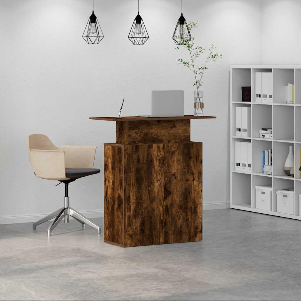 Banco di reception per affumicatura, materiale in legno, 100 x 40 x 104 cm, con scaffale, spazio di archiviazione e ripiano, versatile cassette di ricezione per ufficio, casa, studio e area di