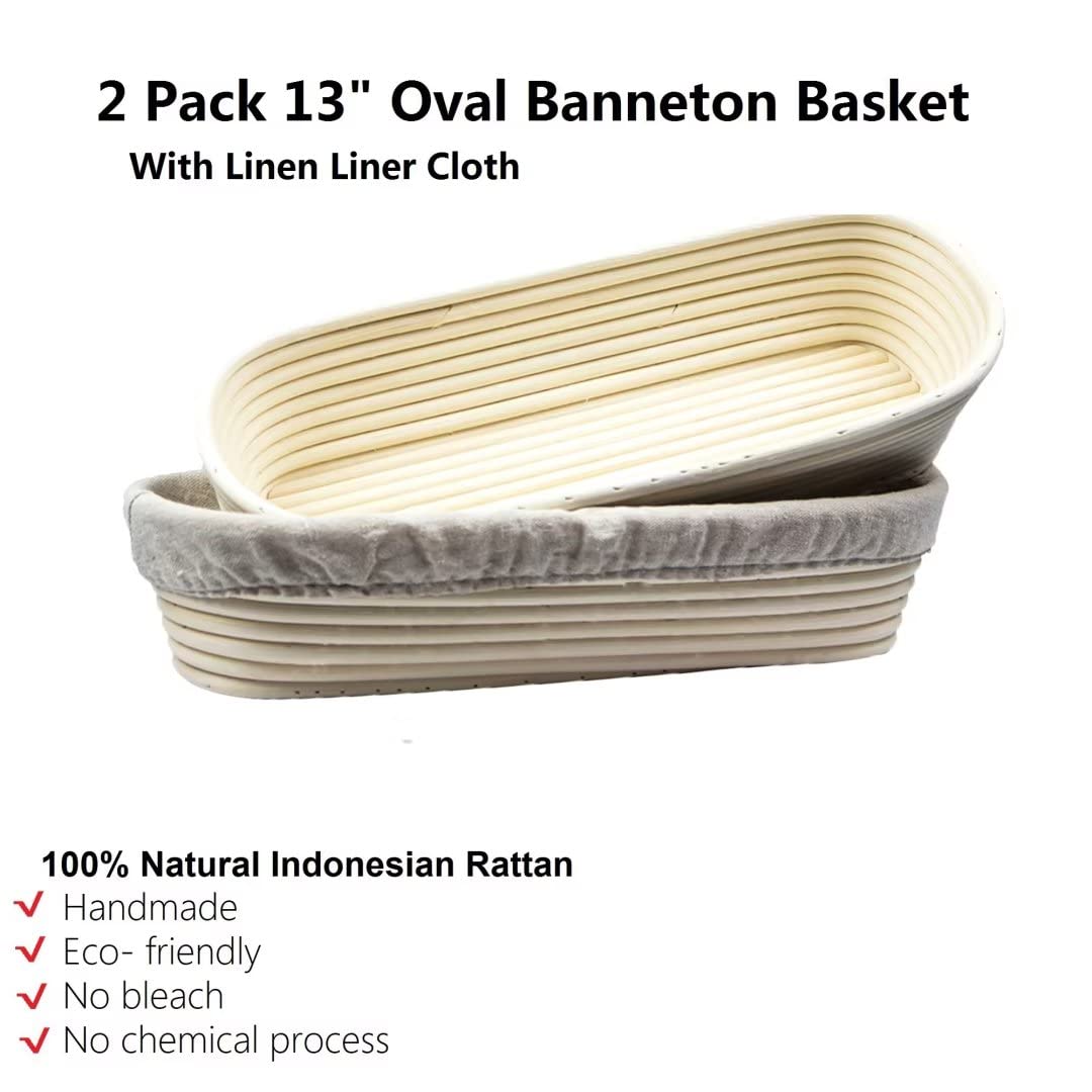 Ovaler Teig Rattan Brotkorb Banneton Brotform Brotform Proofing Gärung Landkörbe mit Brotschaber 35X15X8CM