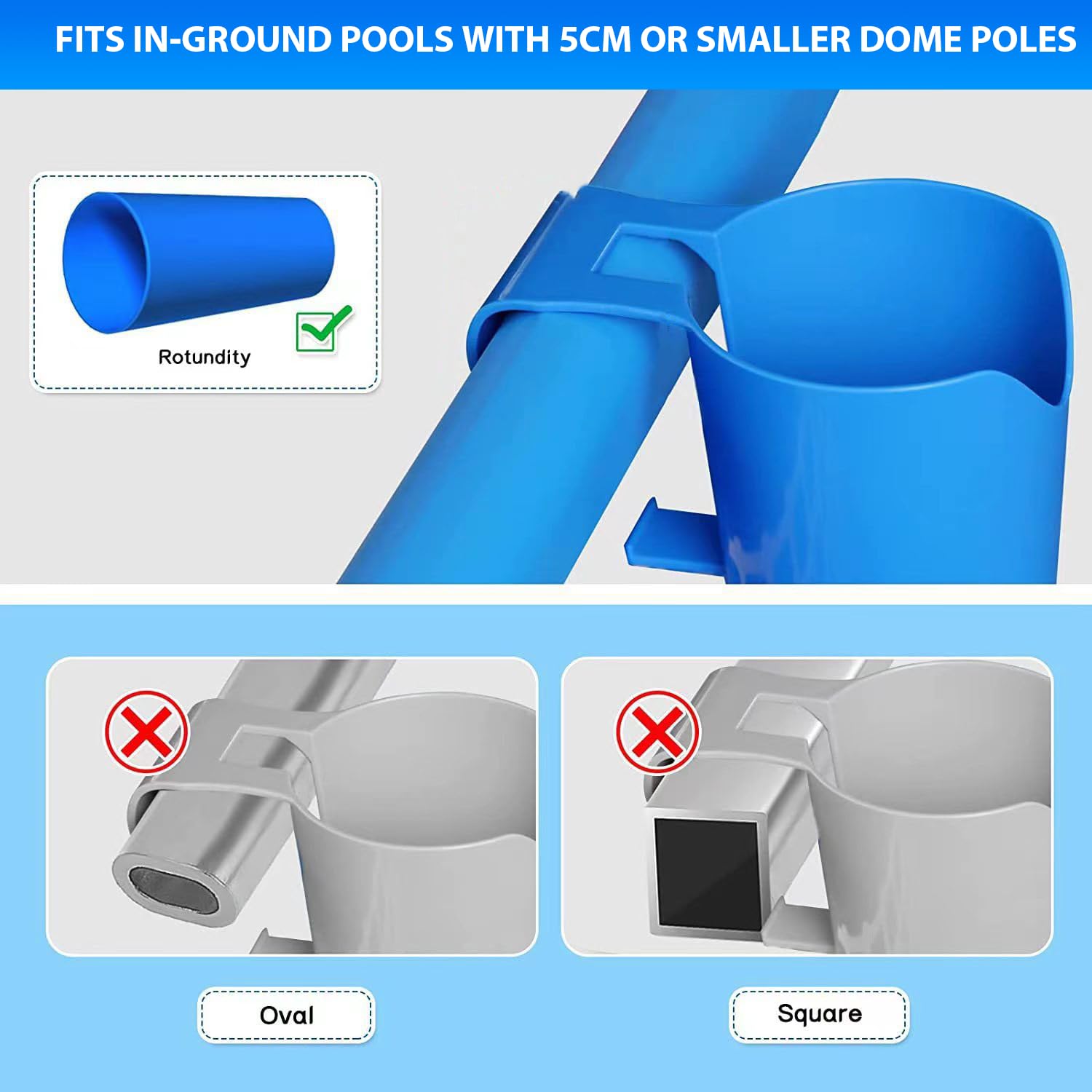 4 Pezzi Portabevande per Piscina, Portabevande Multifunzione da Piscina, Portabevande per Piscina, Portabicchieri a Bordo Piscina, Porta Bibite per Piscina per la maggior parte delle piscine (blu)