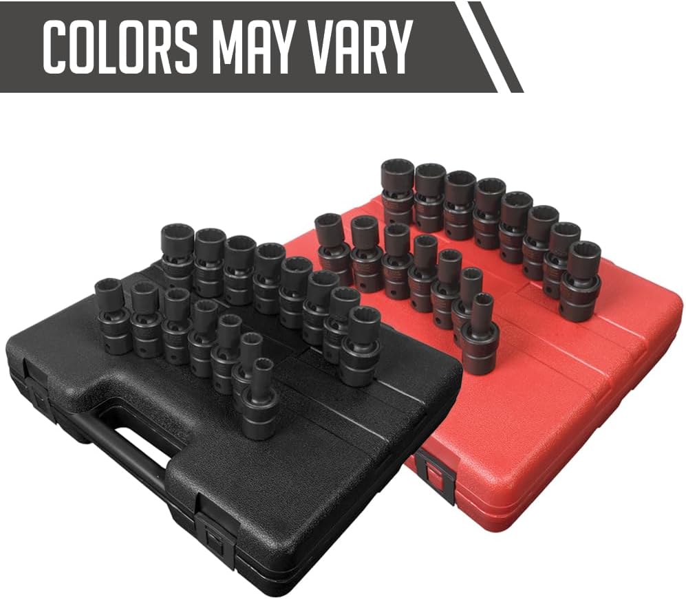 SUNEX TOOLS 2855 1/2-Inch Drive Universal 12-Point Metric Universal Impact Socket Set, 15 Piece